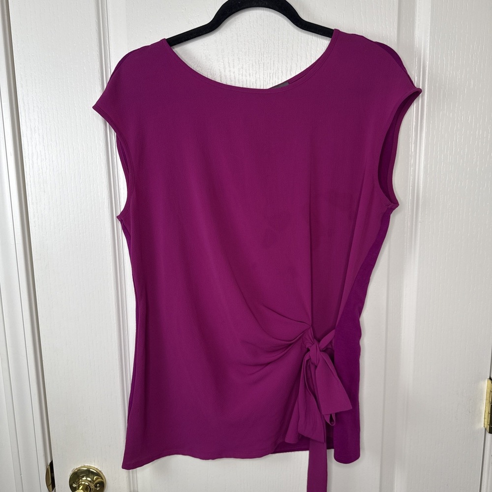 Vince Camuto Womens Small Magenta Side Tie Sleeveless Blouse Keyhole Back